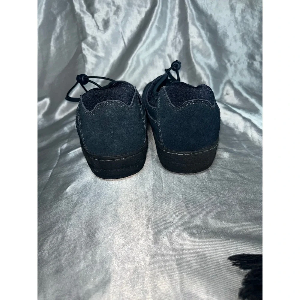 Aetrex Berries Women‎ 8.5 Navy Leather Bungee Slip On Sneakers Slip Resistant
